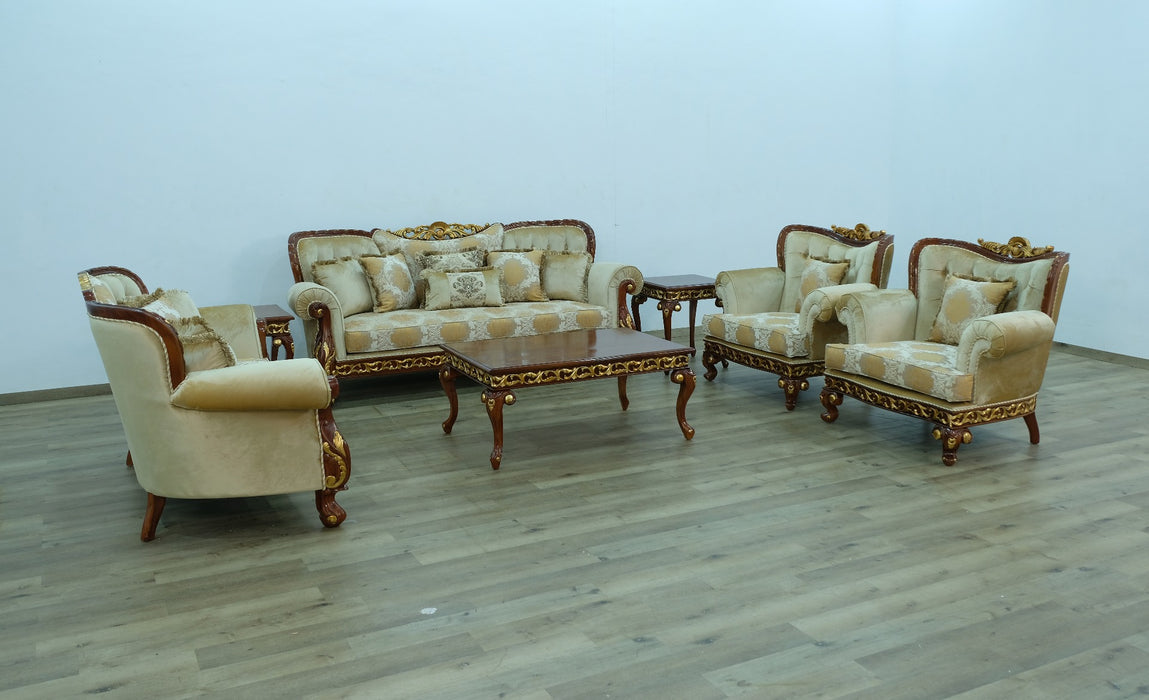 European Furniture - Fantasia II Loveseat in Gold-Brown - 40019-L