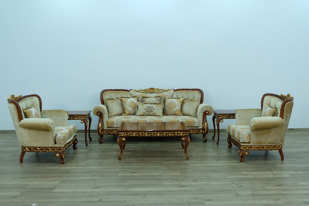 European Furniture - Fantasia II 3 Piece Living Room Set in Gold-Brown - 40019-3SET
