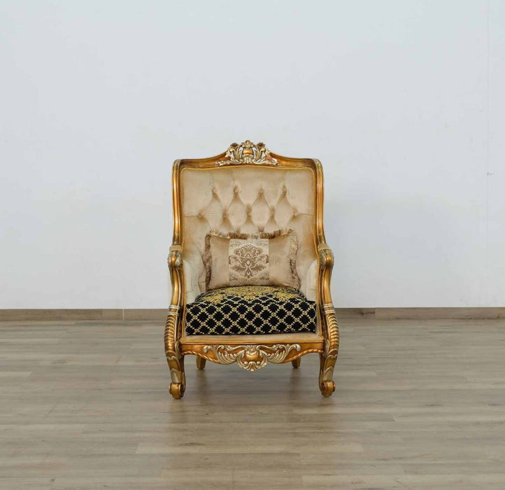 European Furniture - Luxor II Chair in Black Gold - 68586-C