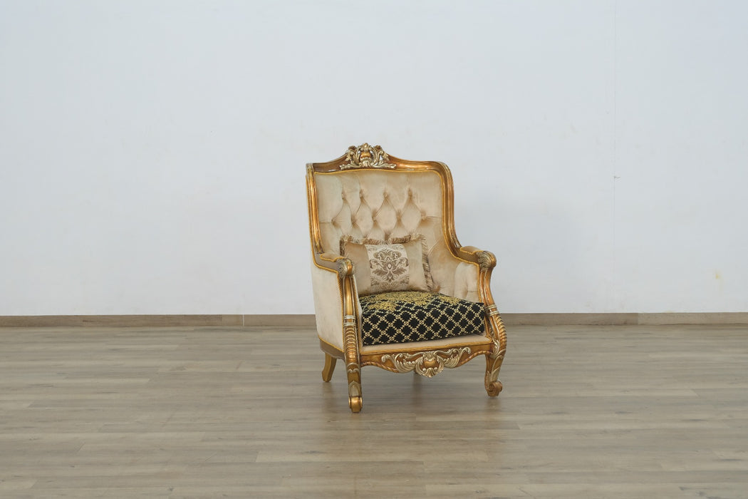 European Furniture - Luxor II 4 Piece Living Room Set in Black Gold - 68586-4SET
