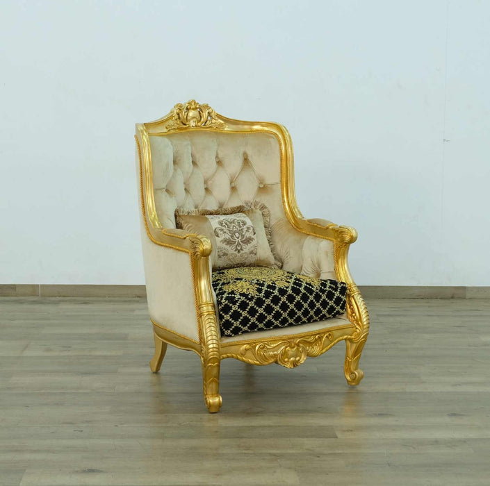 European Furniture - Luxor Chair in Gold Leaf Black - 68585-C - GreatFurnitureDeal