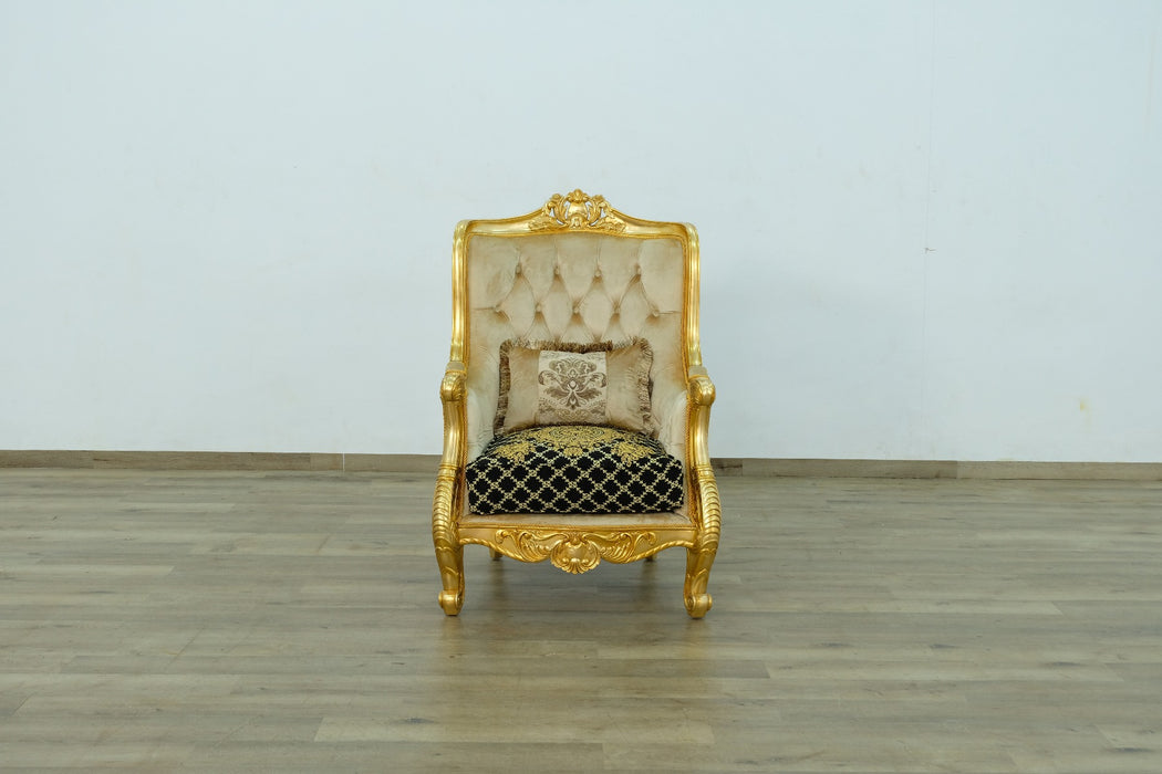 European Furniture - Luxor Chair in Gold Leaf Black - 68585-C