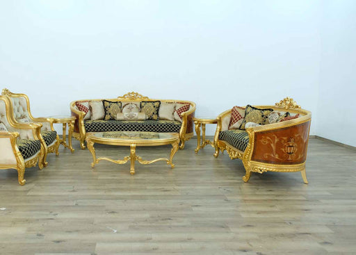 European Furniture - Luxor 3 Piece Living Room Set in Gold Leaf Black - 68585-3SET - GreatFurnitureDeal