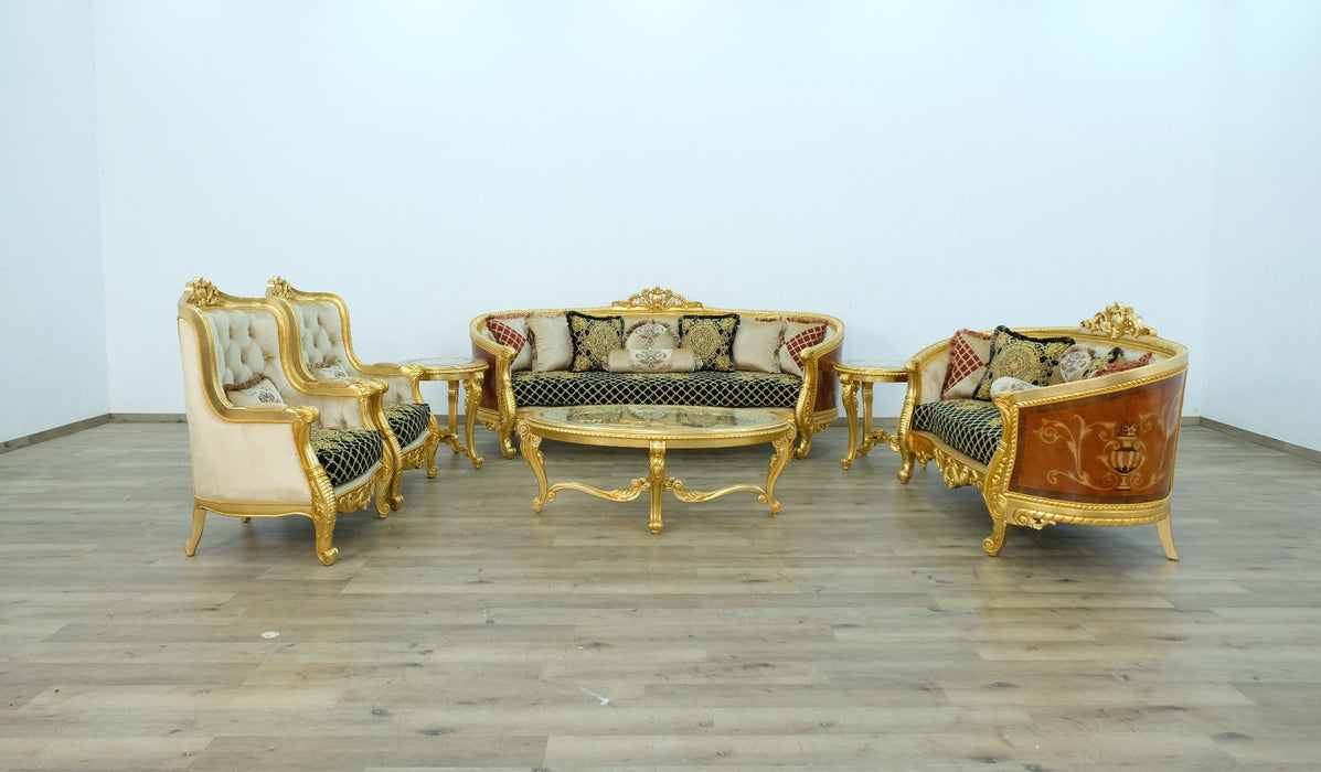 European Furniture - Luxor Loveseat in Gold Leaf Black - 68585-L - GreatFurnitureDeal