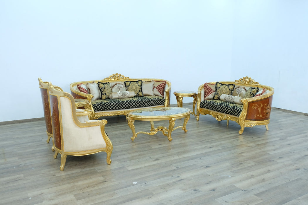 European Furniture - Luxor 2 Piece Living Room Set in Gold Leaf Black - 68585-2SET