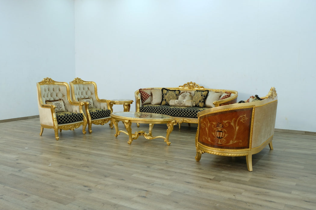 European Furniture - Luxor Chair in Gold Leaf Black - 68585-C