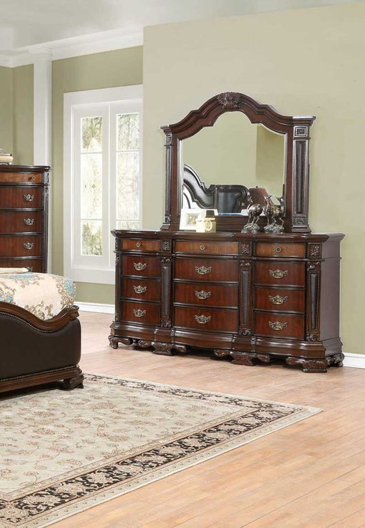 Myco Furniture - Shevonne Dresser With Mirror in Cherry Brown - SH325-DM - GreatFurnitureDeal