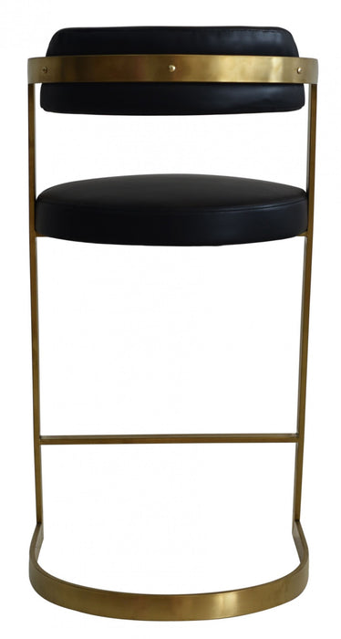 VIG Furniture - Modrest Shandra Black Pleather Gold Counter Stool - VGRHRHS-CS-220-PU-BLK-BS