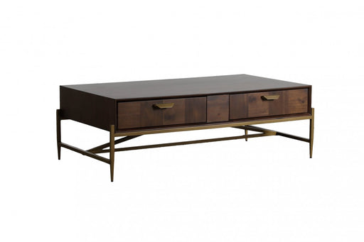 VIG Furniture - Modrest Shane Modern Acacia & Brass Coffee Table - VGNXMEMPHIS-ACA-CT - GreatFurnitureDeal