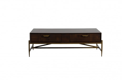 VIG Furniture - Modrest Shane Modern Acacia & Brass Coffee Table - VGNXMEMPHIS-ACA-CT - GreatFurnitureDeal