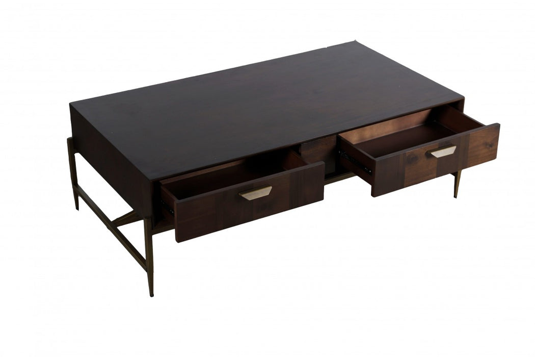 VIG Furniture - Modrest Shane Modern Acacia & Brass Coffee Table - VGNXMEMPHIS-ACA-CT