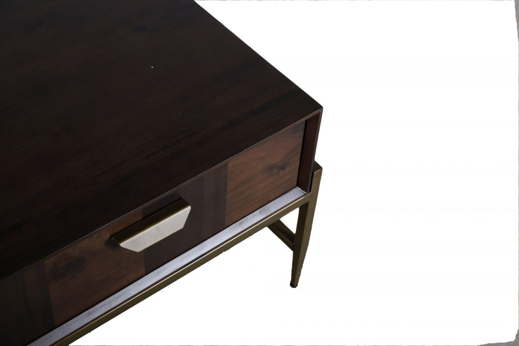 VIG Furniture - Modrest Shane Modern Acacia & Brass Coffee Table - VGNXMEMPHIS-ACA-CT