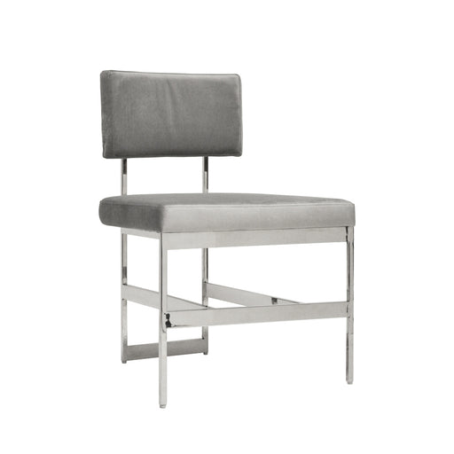 Worlds Away - Shaw Modern Dining Chair With Grey Velvet Cushion In Nickel - SHAW NGRY - GreatFurnitureDeal