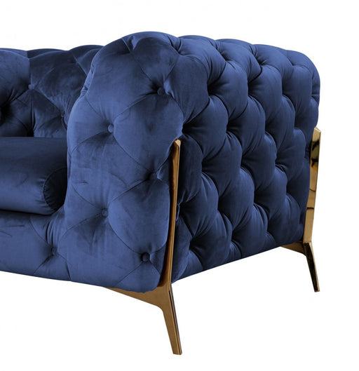 VIG Furniture - Divani Casa Sheila Transitional Dark Blue Fabric Loveseat - VGCA1346-BLUE-L - GreatFurnitureDeal