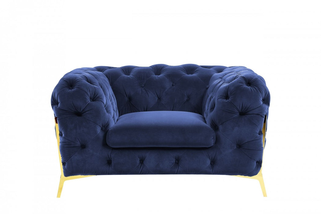 VIG Furniture - Divani Casa Sheila Transitional Dark Blue Fabric Chair - VGCA1346-BLUE-CH