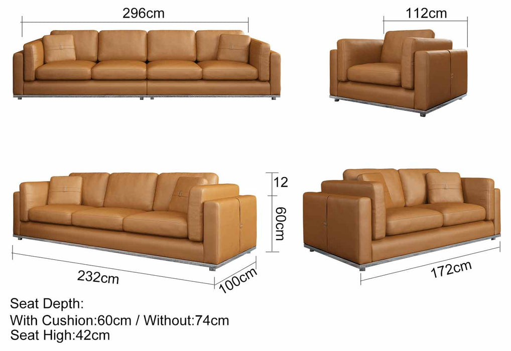 European Furniture - Picasso 3 Piece Living Room Set in Cognac - 25552-3SET - GreatFurnitureDeal