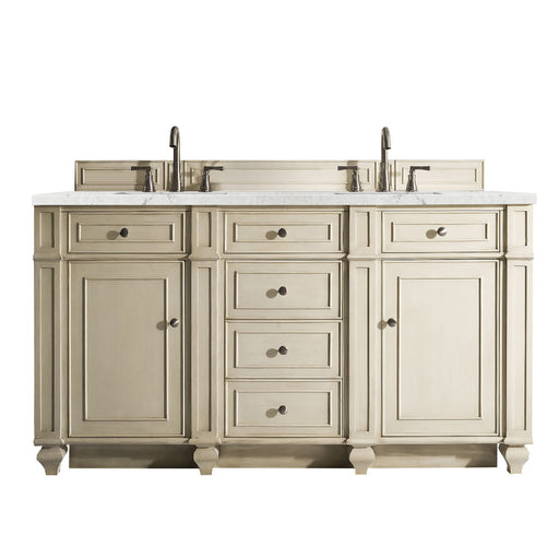 James Martin Furniture - Bristol 60" Double Vanity, Vintage Vanilla, w- 3 CM Eternal Jasmine Pearl Quartz Top - 157-V60D-VV-3EJP - GreatFurnitureDeal