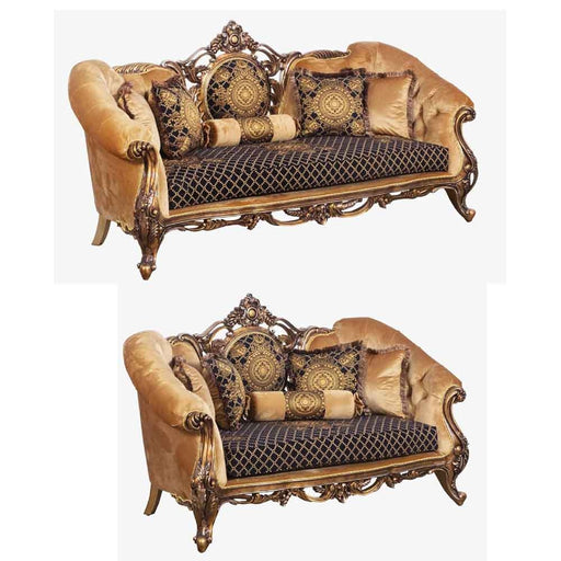 European Furniture - Rosella 2 Piece Luxury Sofa Set in Black and Parisian Bronze - 44697-SL