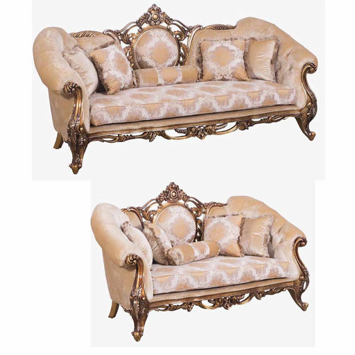 European Furniture - Rosella II 2 Piece Luxury Sofa Set in Parisian Bronze - 44698-SL