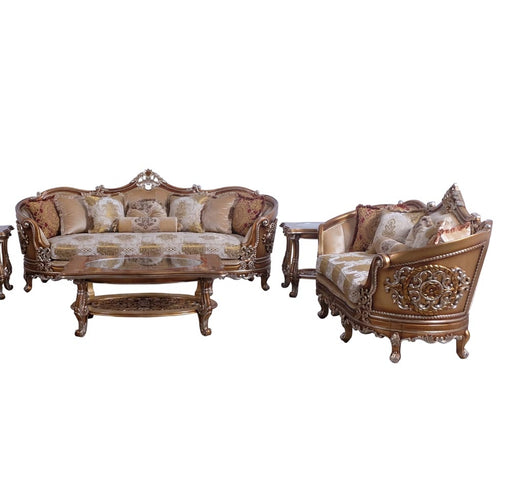 European Furniture - Saint Germain 2 Piece Luxury Sofa Set in Light Gold & Antique Silver - 35550-SL - GreatFurnitureDeal