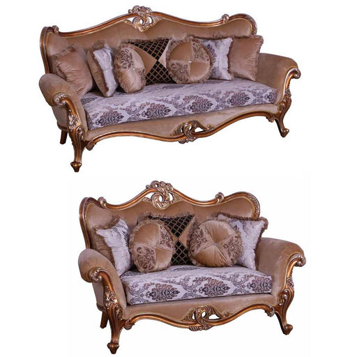 European Furniture - Augustus II 2 Piece Luxury Sofa Set in Light Gold & Antique Silver - 37059-SL - GreatFurnitureDeal