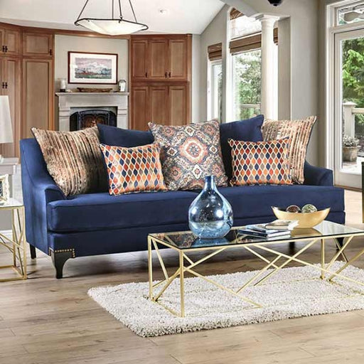 Furniture of America - Sisseton Sofa in Navy - SM2210-SF