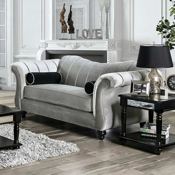 Furniture of America - Marvin 2 Piece Sofa Set in Pewter - SM2227-SF-LV - Loveseat