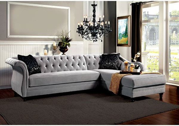 Furniture of America - Rotterdam Warm Gray Sectional Sofa - SM2261-PK - GreatFurnitureDeal