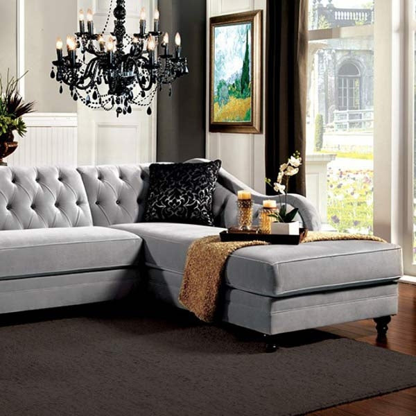 Furniture of America - Rotterdam Warm Gray Sectional Sofa - SM2261-PK - GreatFurnitureDeal