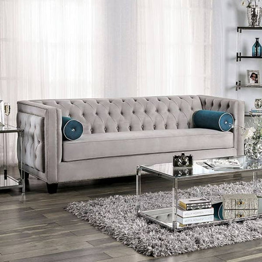 Furniture of America - Silvan 2 Piece Sofa Set in Gray - SM2283-SF-LV - GreatFurnitureDeal