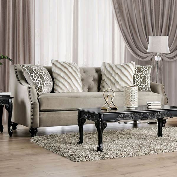 Furniture of America - Ezrin 2 Piece Sofa Set in Light Brown - SM2668-SF-LV - Sofa