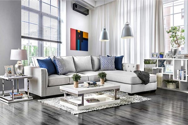Furniture of America - Ornella Light Gray Sectional Sofa - SM2671 - GreatFurnitureDeal