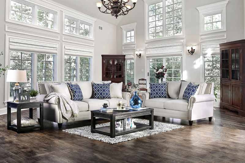 Furniture of America - Giovanni 2 Piece Sofa Set in Beige - SM2672-SF-LV - GreatFurnitureDeal