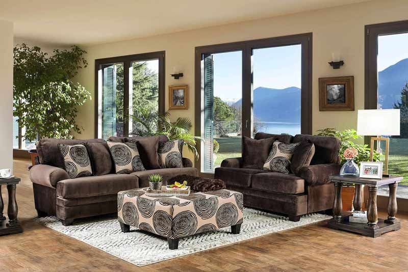 Furniture of America - Bonaventura 2 Piece Sofa Set in Brown - SM5142BR-SF-LV