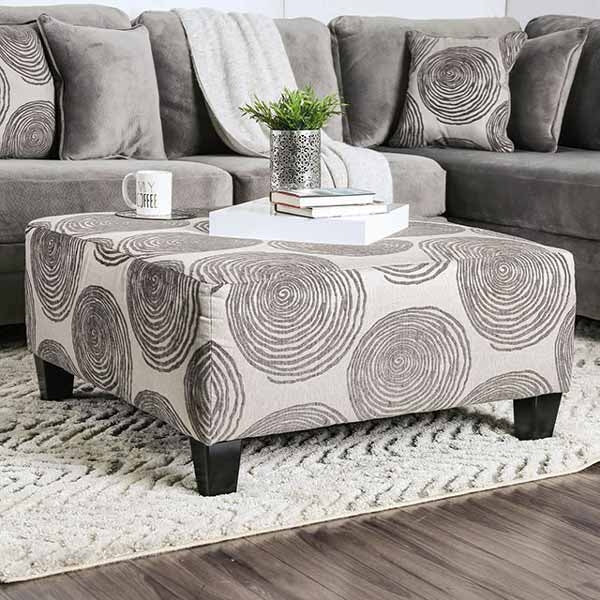 Furniture of America - Bonaventura 4 Piece Living Room Set in Gray - SM5142GY-SF-LV-CH-OT - Ottoman
