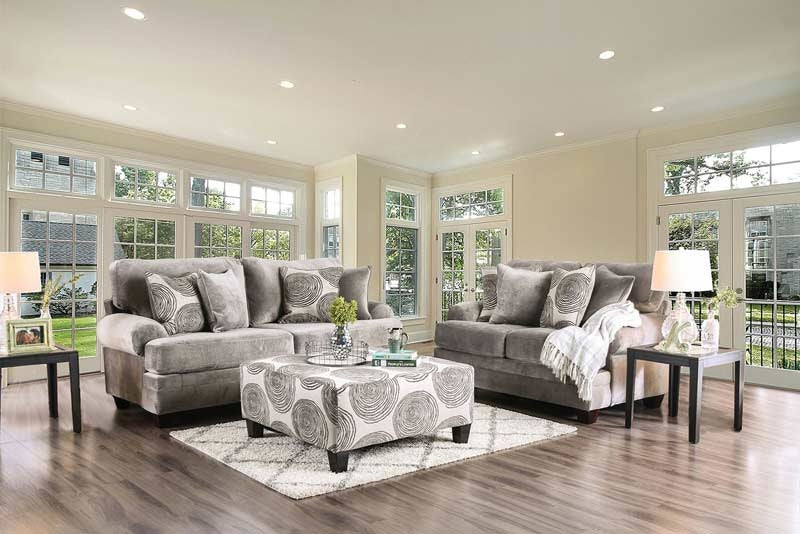 Furniture of America - Bonaventura 2 Piece Sofa Set in Gray - SM5142GY-SF-LV