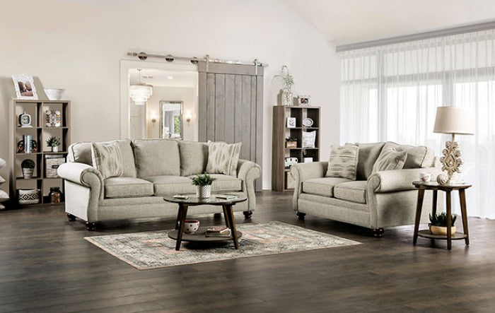 Furniture of America - Amaya 2 Piece Sofa Set in Cream - SM5411-SF-LV