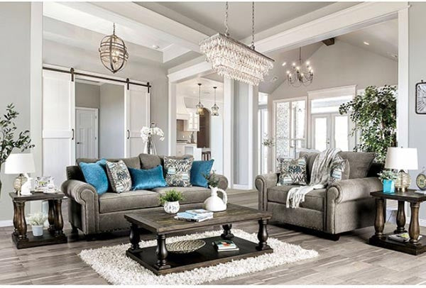 Furniture of America - Mott 2 Piece Sofa Set in Gray - SM6155-SF-LV - GreatFurnitureDeal