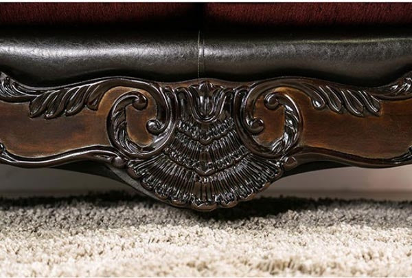 Furniture of America - Quirino Sofa in Burgundy - SM6415-SF - Leg View