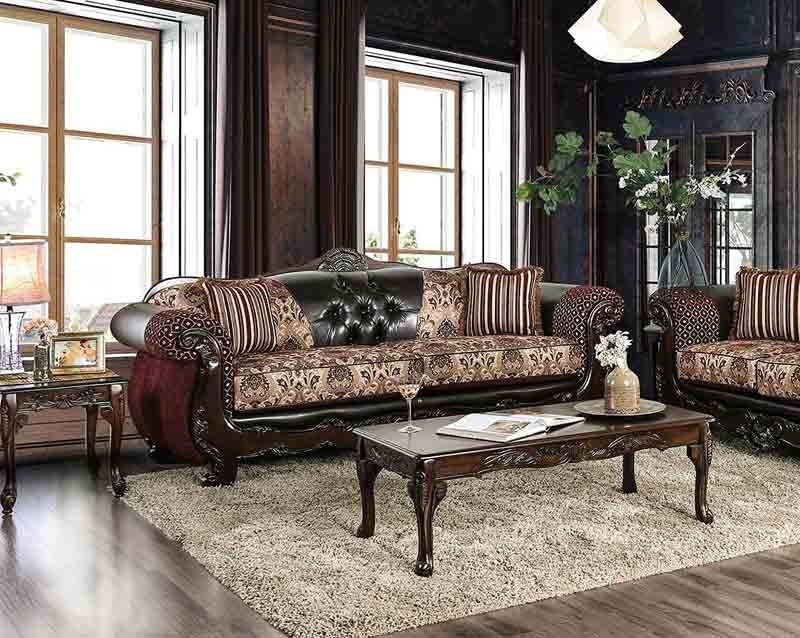 Furniture of America - Quirino 2 Piece Sofa Set in Burgundy - SM6415-SF-LV - Sofa