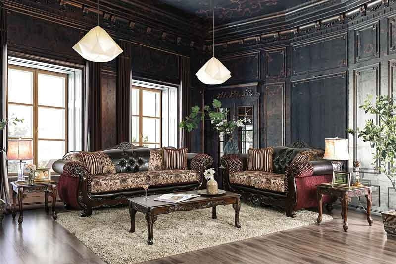 Furniture of America - Quirino Sofa in Burgundy - SM6415-SF - Living Room Set