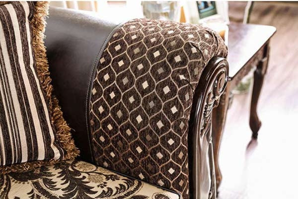 Furniture of America - Quirino 2 Piece Sofa Set in Light Brown - SM6416-SF-LV Arm View