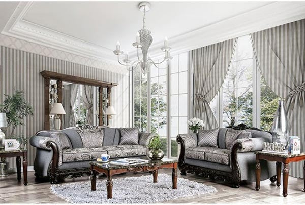 【極美品】ウニコ LOTTIE sofa 2S グレー系 Furniture of America - Newdale 2 Piece Sofa Set in Gray - SM6424