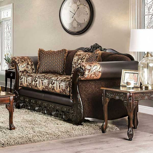 Furniture of America - Newdale 2 Piece Sofa Set in Brown/Gold - SM6427-SF-LV - Loveseat