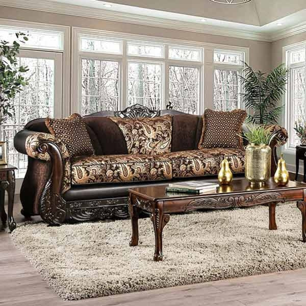 Furniture of America - Newdale Sofa in Brown-Gold - SM6427-SF - GreatFurnitureDeal
