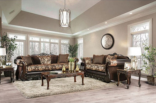 Furniture of America - Newdale 2 Piece Sofa Set in Brown/Gold - SM6427-SF-LV