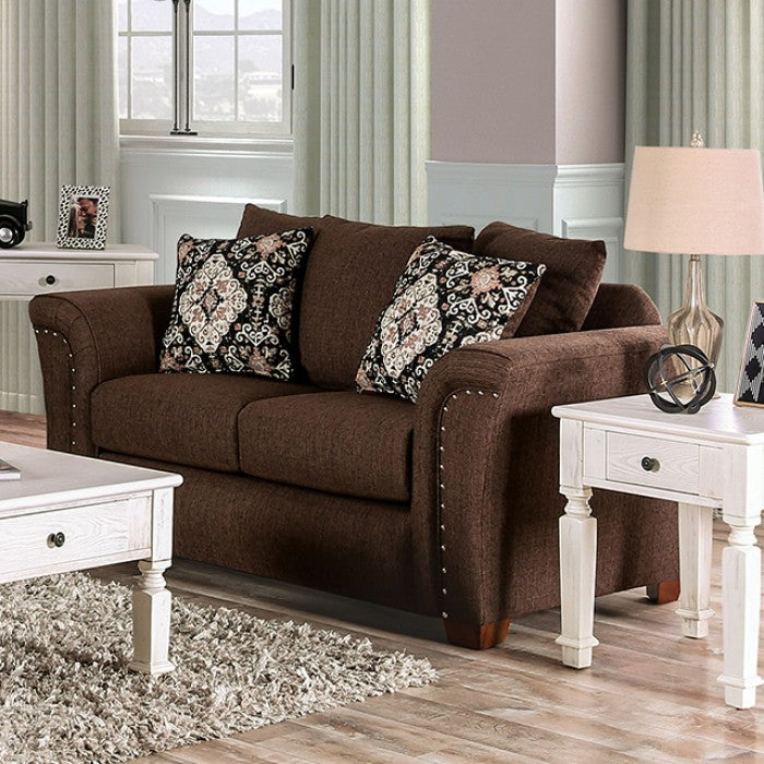 Furniture of America - Belsize 2 Piece Sofa Set in Chocolate - SM6439-SF-LV