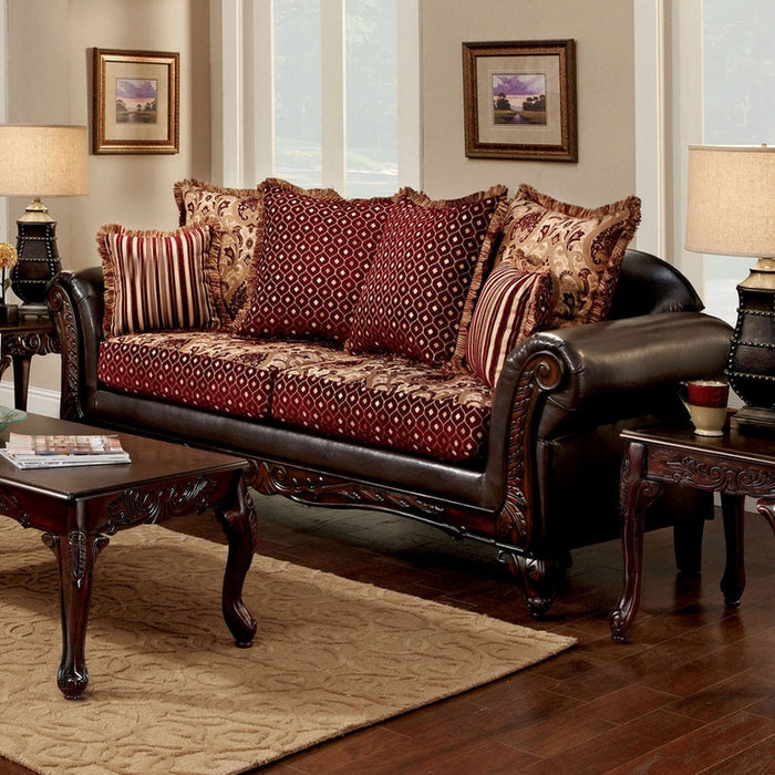 Furniture of America - Ellis 2 Piece Living Room Set in Burgundy - SM7507N-2SET