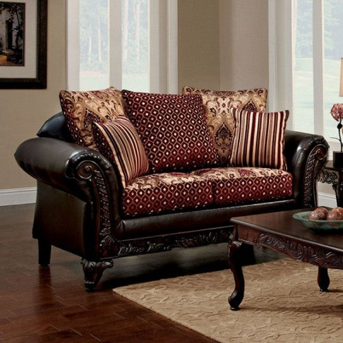 Furniture of America - Ellis 2 Piece Living Room Set in Burgundy - SM7507N-2SET