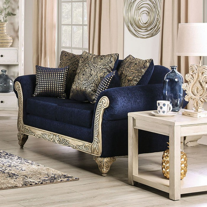 Furniture of America - Marinella 2 Piece Sofa Set in Royal Blue - SM7744-SF-LV - GreatFurnitureDeal